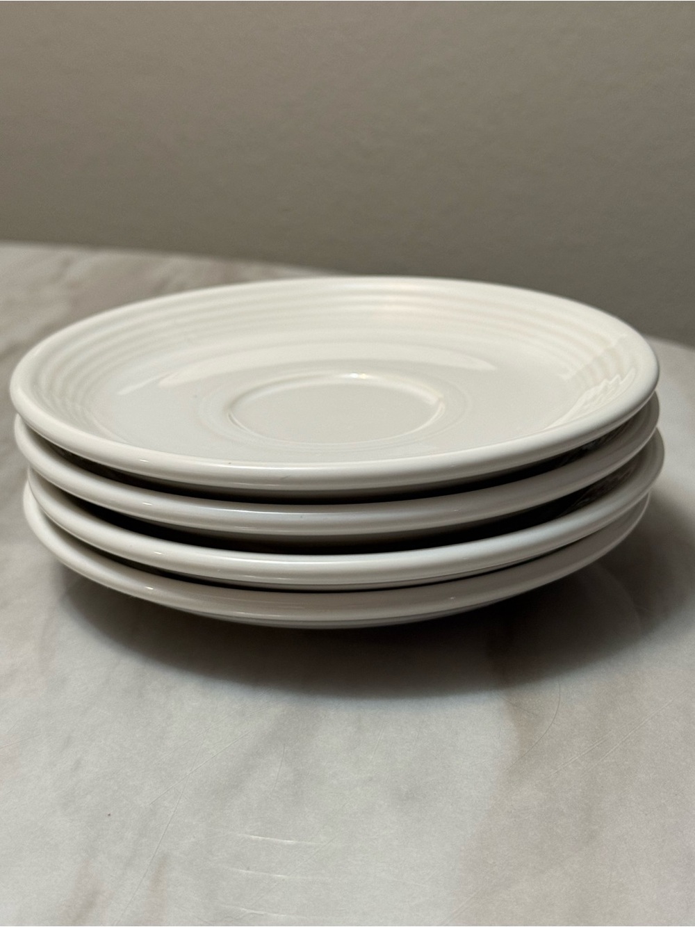 Homer Laughlin China Co. USA Fiesta WHITE 6" Saucer Set Of 4 Fiestaware